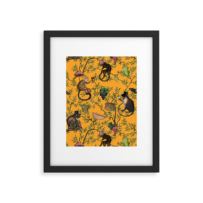 Vintage Chinoiserie Monkey Garden Party Framed Art Print Gallery Image 6