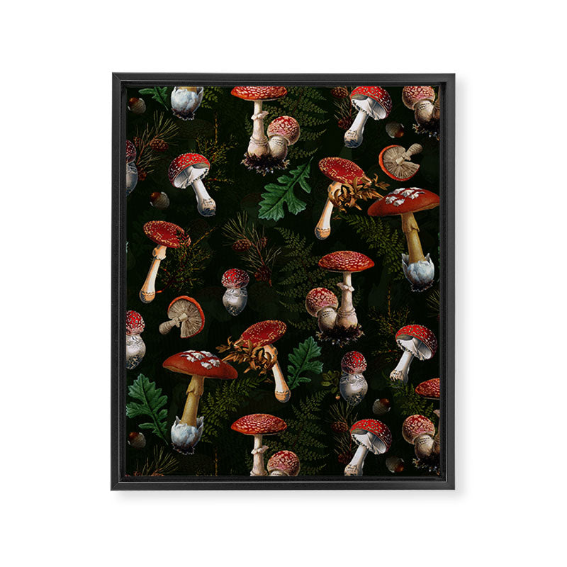 Vintage Dark Night Mushroom Forest Framed Canvas Print Gallery Image 8