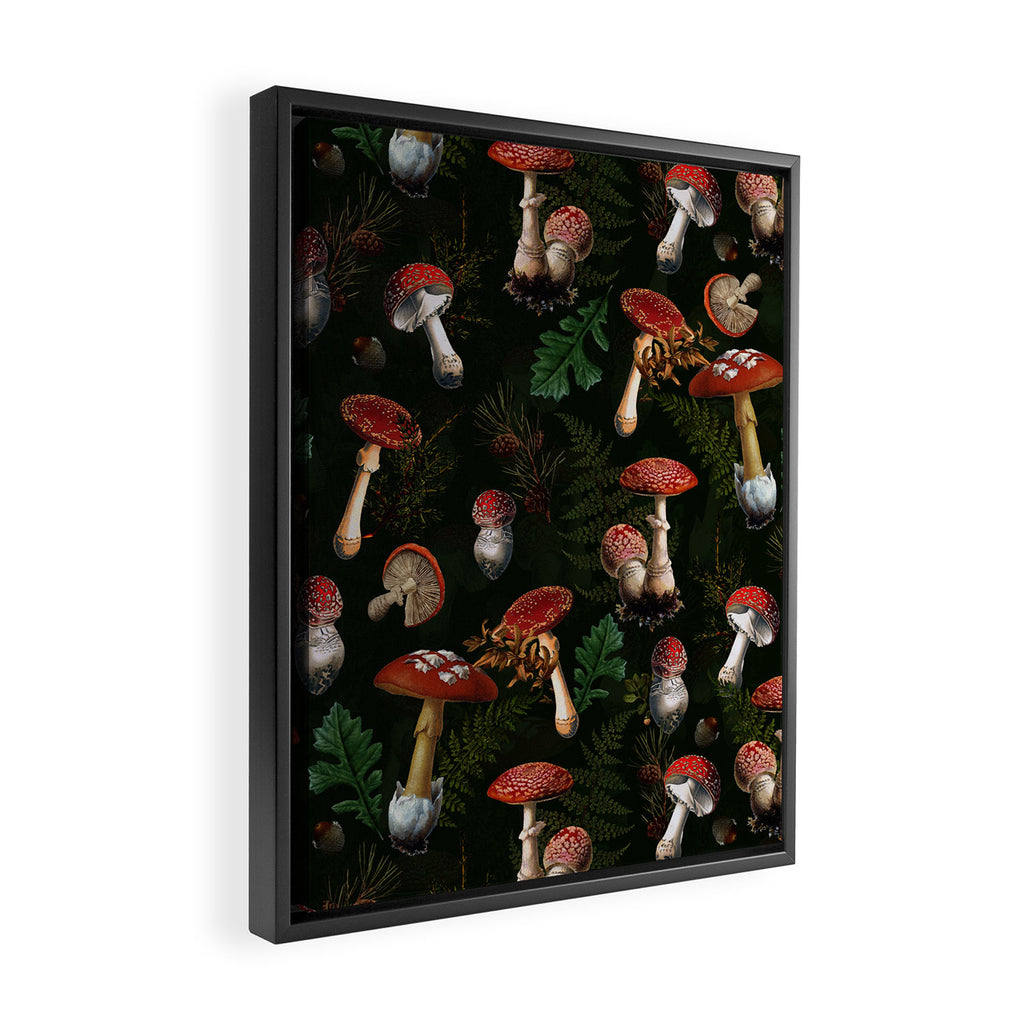 Vintage Dark Night Mushroom Forest Framed Canvas Print Gallery Image 2