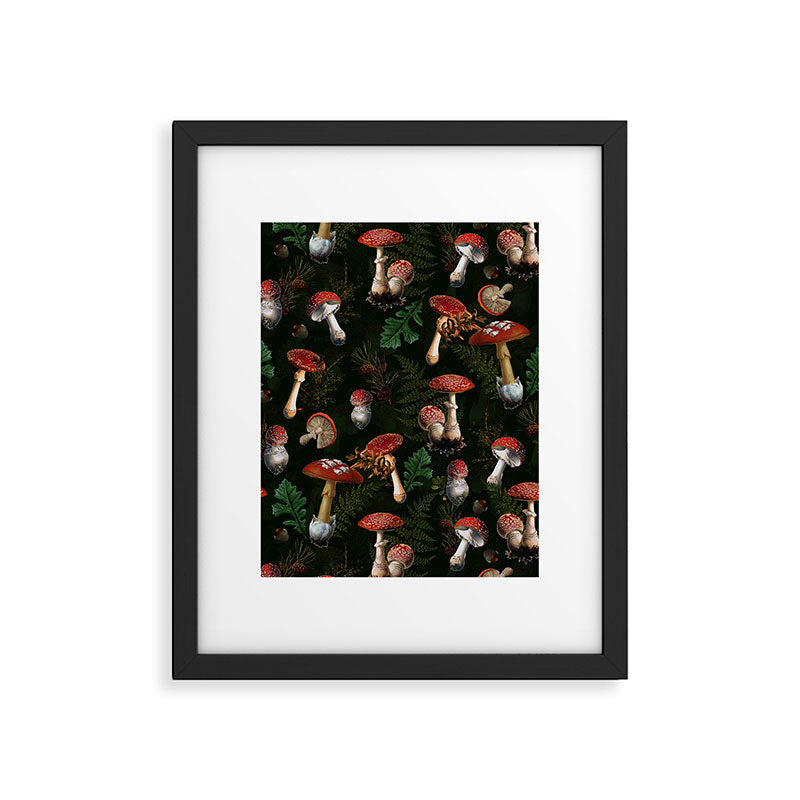Vintage Dark Night Mushroom Forest Framed Art Print Gallery Image 6