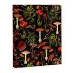 Vintage Dark Red Mushrooms And Poppies Botanical Midnight Garden Canvas Print Gallery Image 8