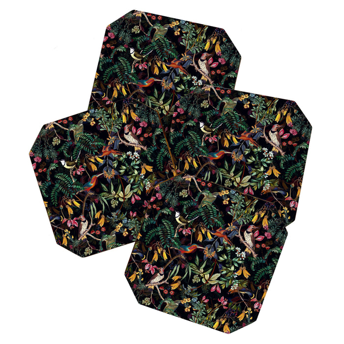 Vintage Jungle Birds Night Garden Coaster Gallery Image 1