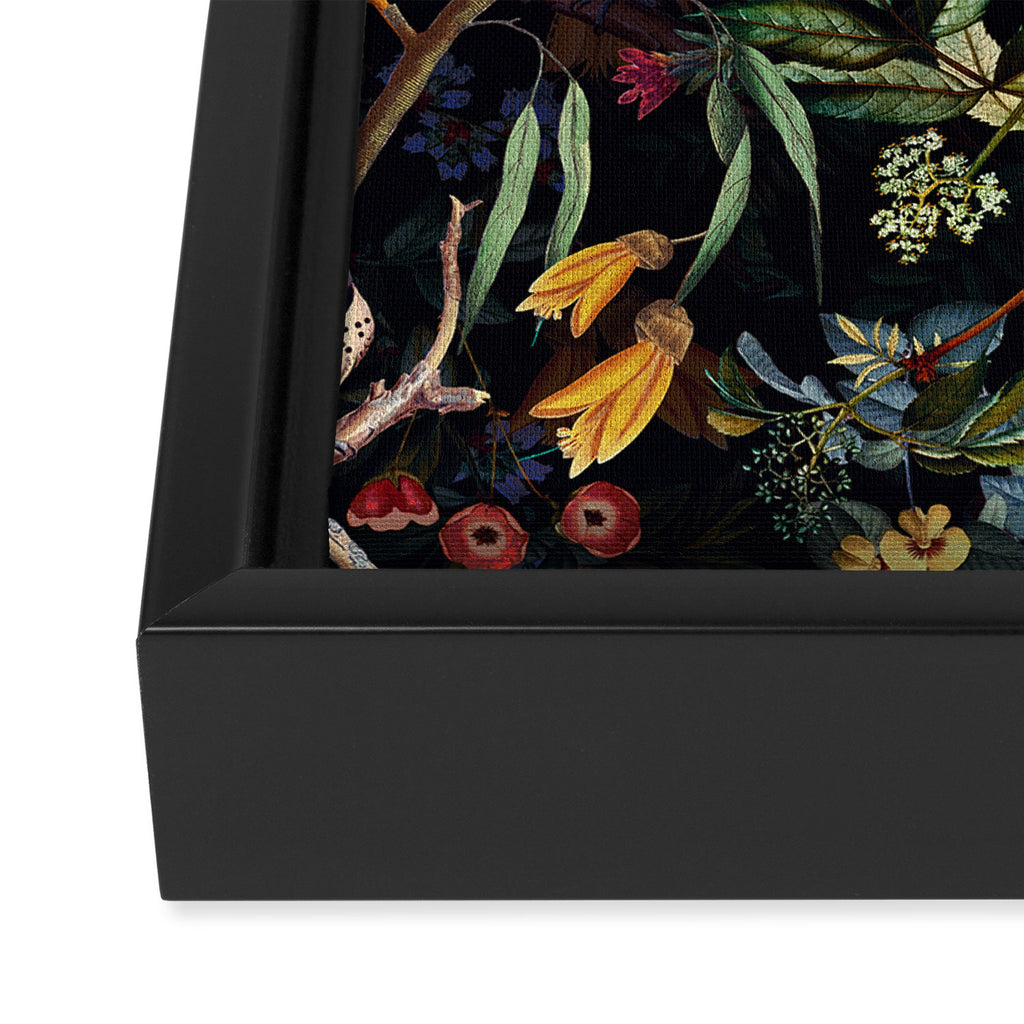 Vintage Jungle Birds Night Garden Framed Canvas Print Gallery Image 3