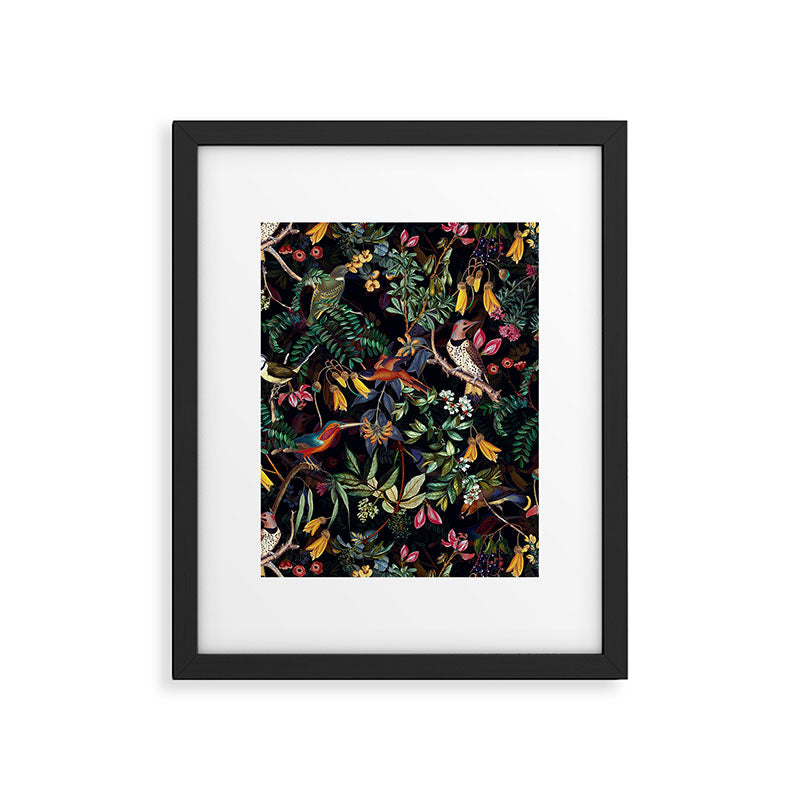 Vintage Jungle Birds Night Garden Framed Art Print Gallery Image 6