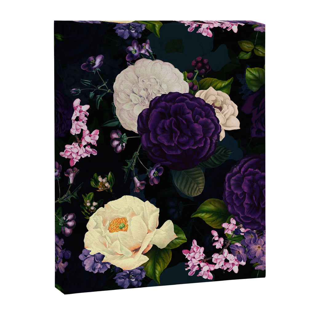 Vintage Midnight Purple Botanical Roses Flower Garden Canvas Print Gallery Image 8