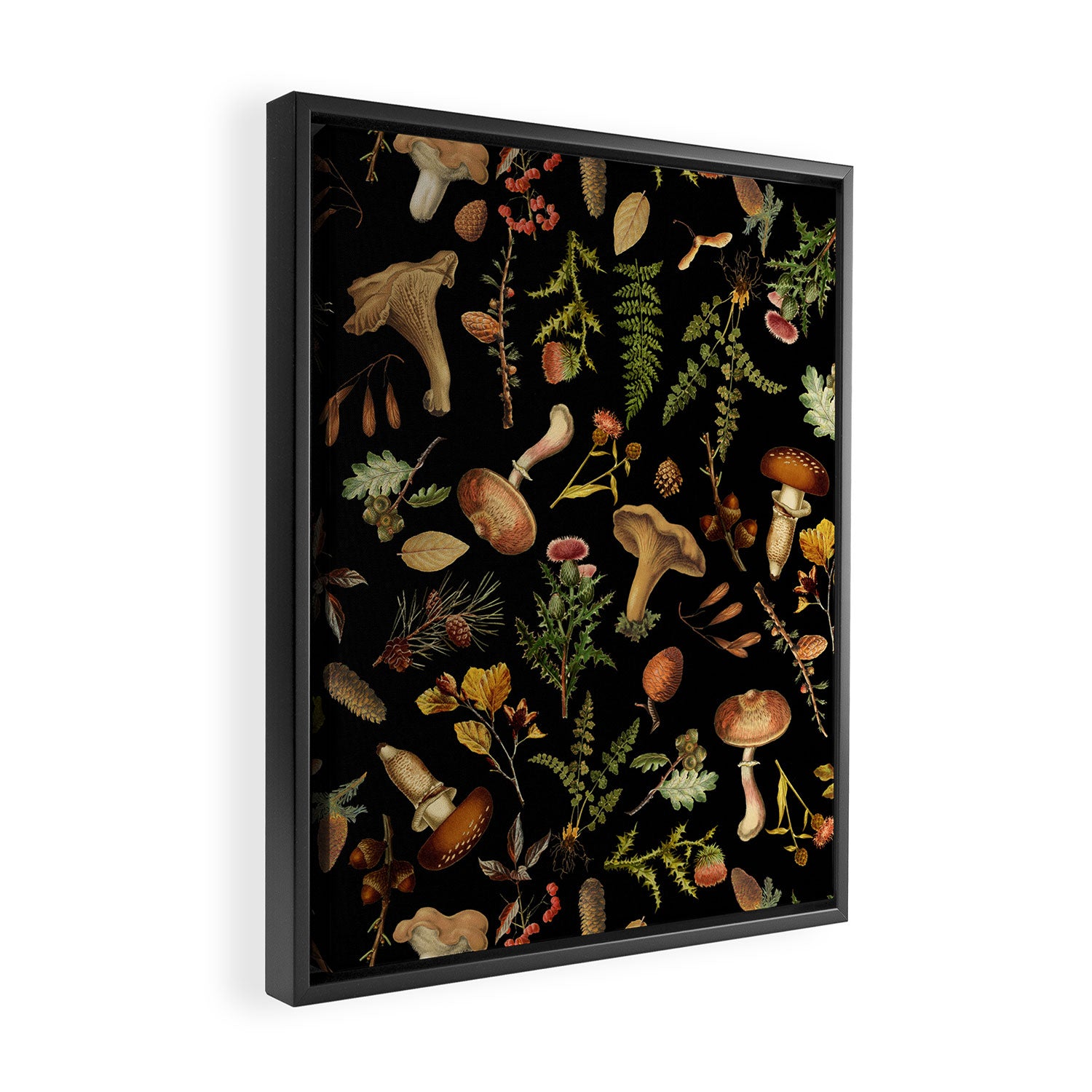 Vintage Mushroom Fungi Night Forest Botanical Garden Framed Canvas Print Gallery Image 2