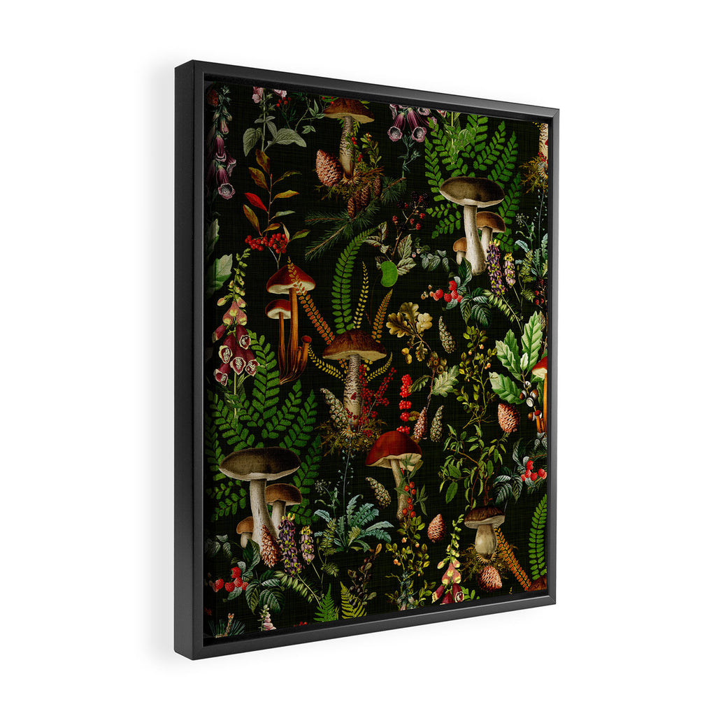 Vintage Mysterious Mushroom Night Forest Botanical Garden Framed Canvas Print Gallery Image 2