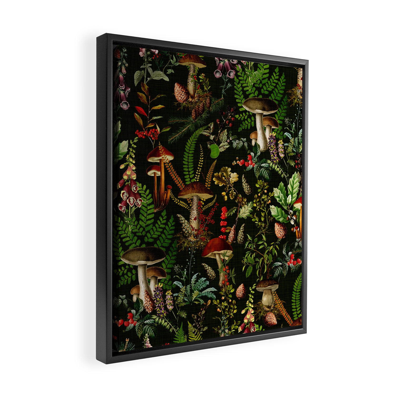 Vintage Mysterious Mushroom Night Forest Botanical Garden Framed Canvas Print Gallery Image 2