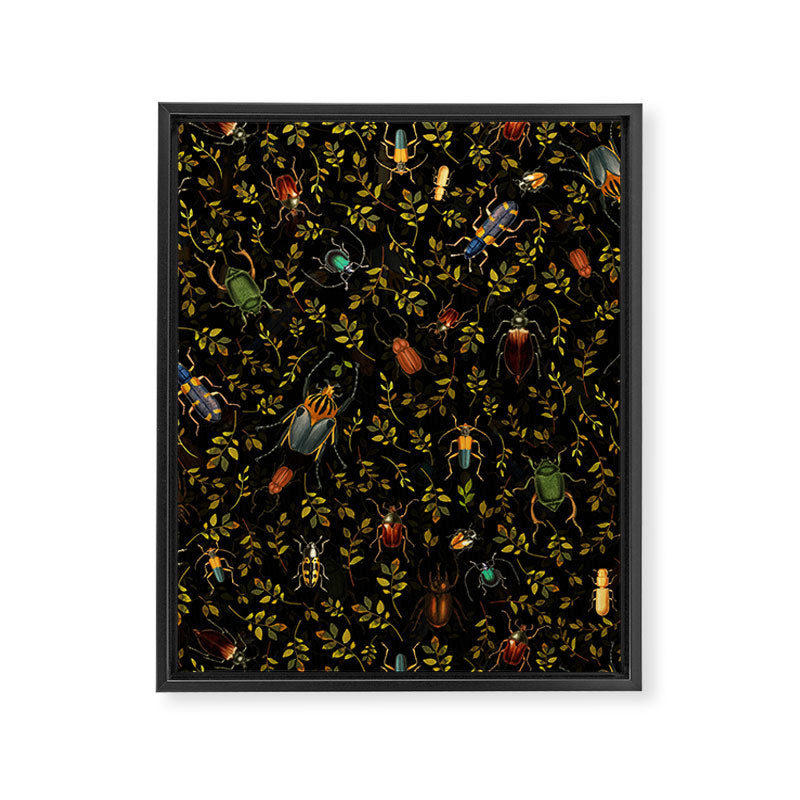 Vintage Mystic Night Beetle And Bugs Dance  Framed Canvas Print Gallery Image 8