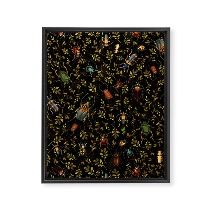 Vintage Mystic Night Beetle And Bugs Dance  Framed Canvas Print Gallery Image 1