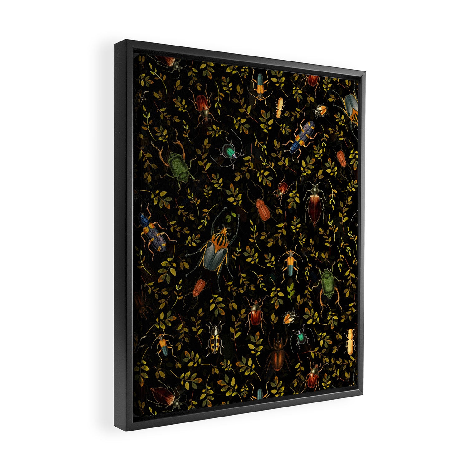 Vintage Mystic Night Beetle And Bugs Dance  Framed Canvas Print Gallery Image 2