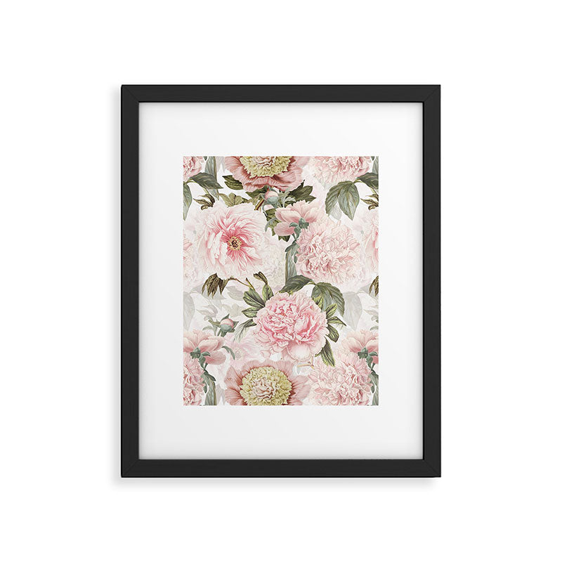Vintage & Shabby Chic - Antique Pink Peony Flowers Garden Framed Art Print Gallery Image 4