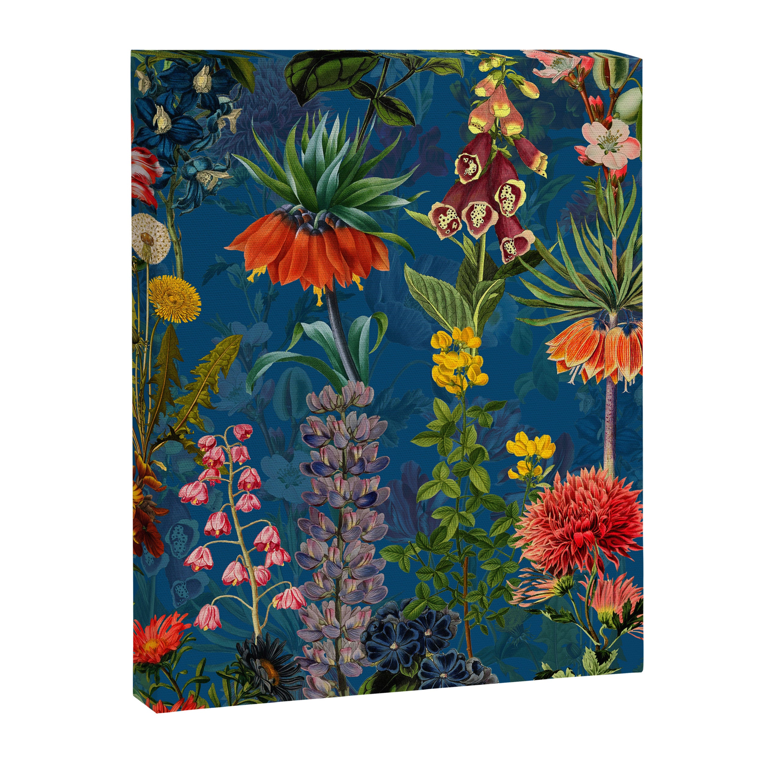 Vintage & Shabby Chic - Blue Midnight Spring Botancial Flower Garden Canvas Print Gallery Image 8
