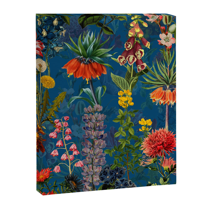 Vintage & Shabby Chic - Blue Midnight Spring Botancial Flower Garden Canvas Print Gallery Image 1