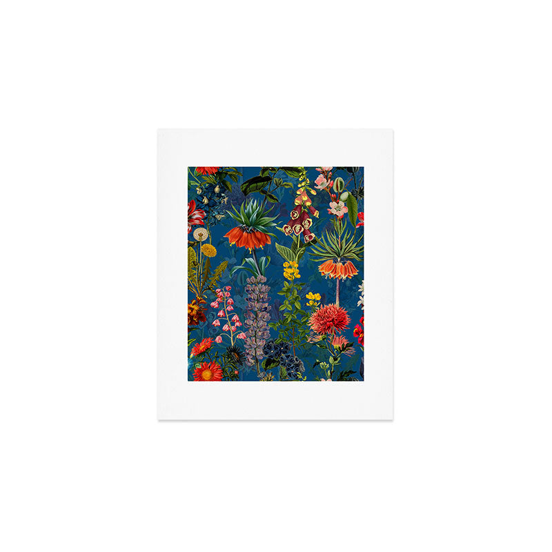 Vintage & Shabby Chic - Blue Midnight Spring Botancial Flower Garden Art Print Gallery Image 1
