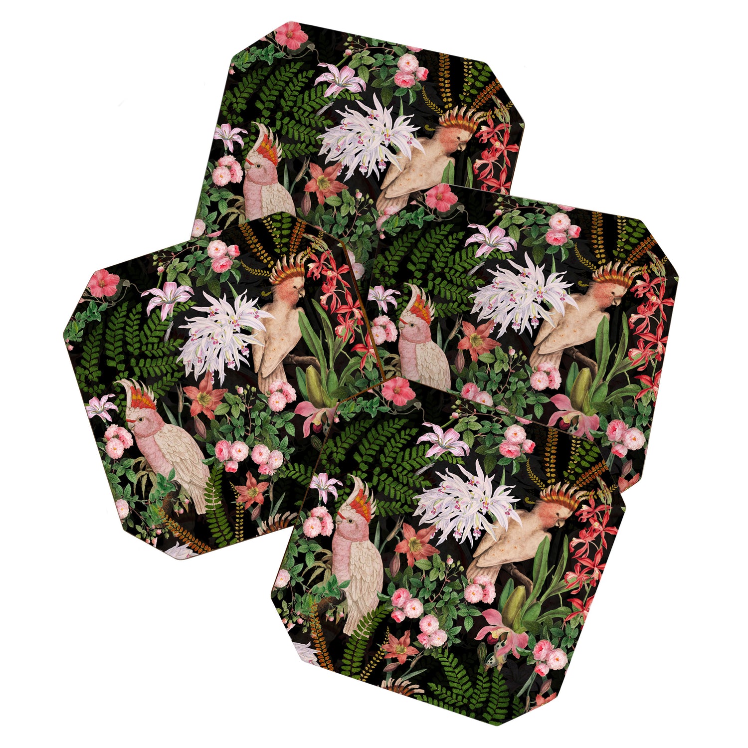 Vintage & Shabby Chic - Botanical Tropical Night Pattern  Coaster Gallery Image 1