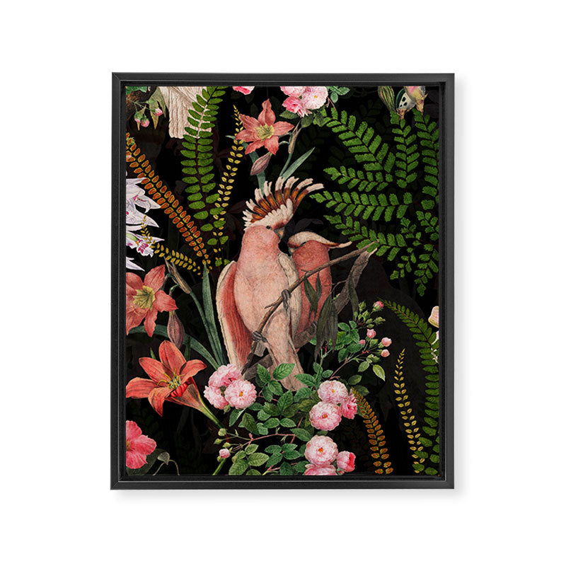 Vintage & Shabby Chic - Botanical Tropical Night Pattern  Framed Canvas Print Gallery Image 8