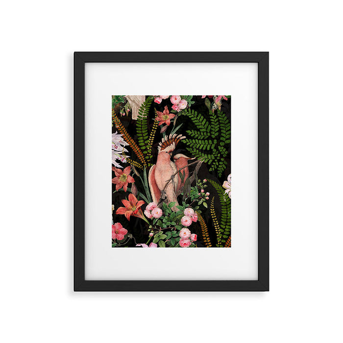 Vintage & Shabby Chic - Botanical Tropical Night Pattern  Framed Art Print Gallery Image 1