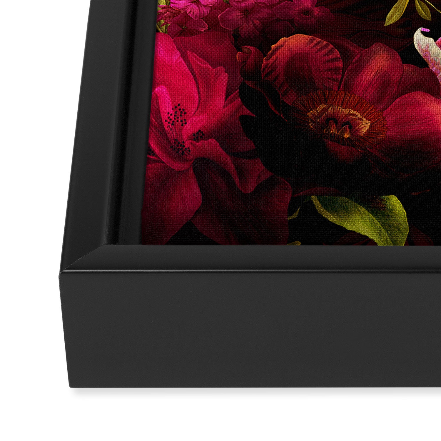 Vintage & Shabby Chic - Dark Red Antique Night Roses Botanical Garden Framed Canvas Print Gallery Image 3
