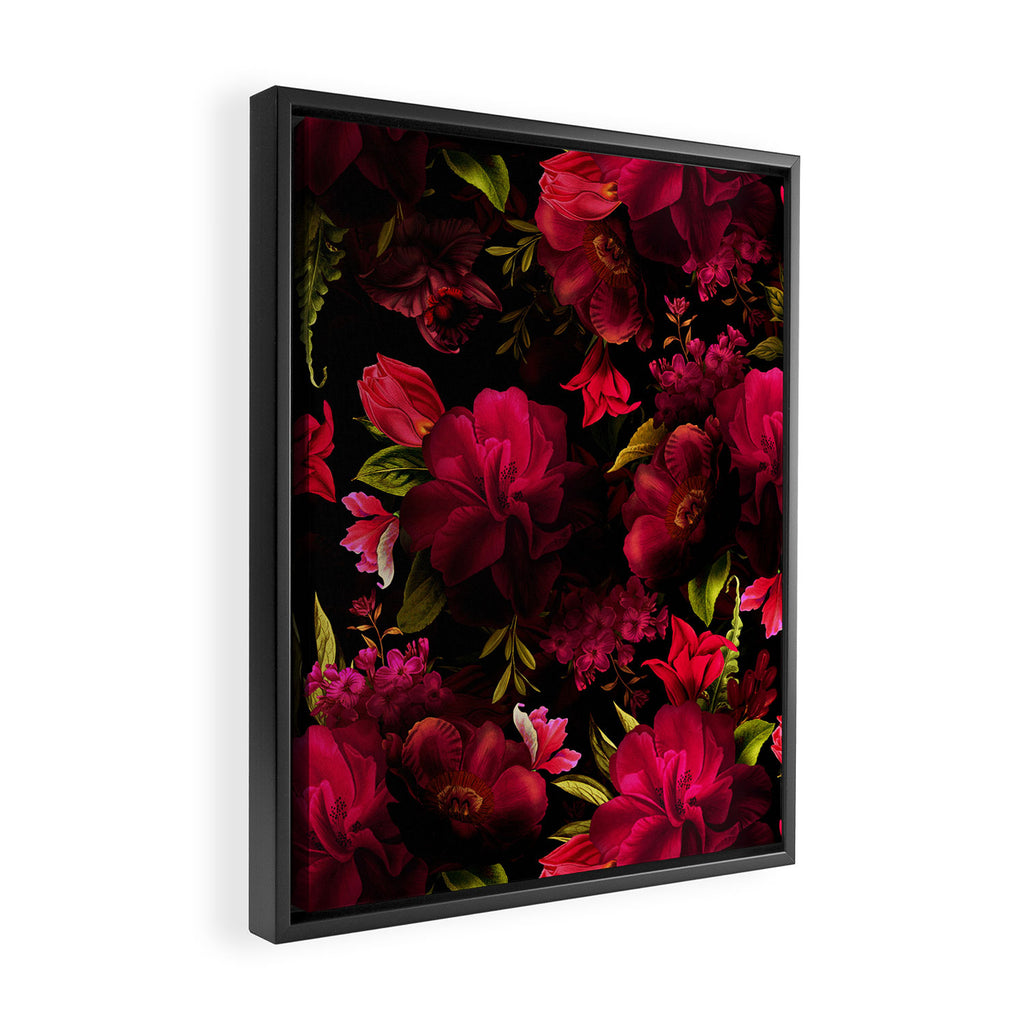 Vintage & Shabby Chic - Dark Red Antique Night Roses Botanical Garden Framed Canvas Print Gallery Image 2