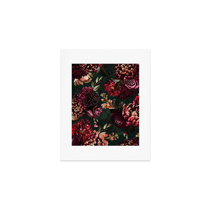 Vintage & Shabby Chic  - Fall Lush Botanical Midnight Garden Art Print Gallery Image 1