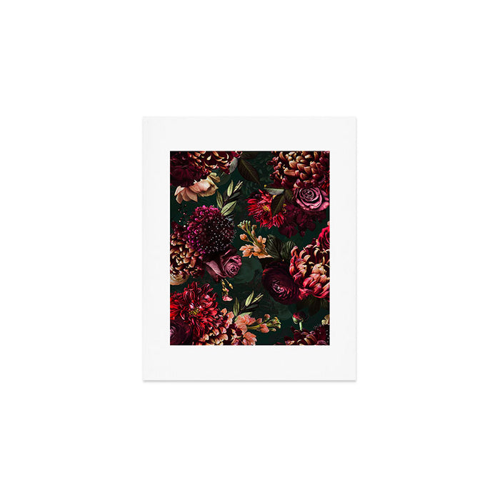 Vintage & Shabby Chic  - Fall Lush Botanical Midnight Garden Art Print Gallery Image 1