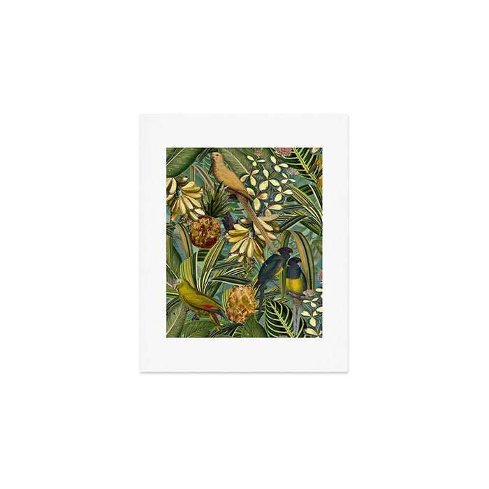 Vintage & Shabby Chic - Green Tropical Bird Flower Garden Art Print Gallery Image 1