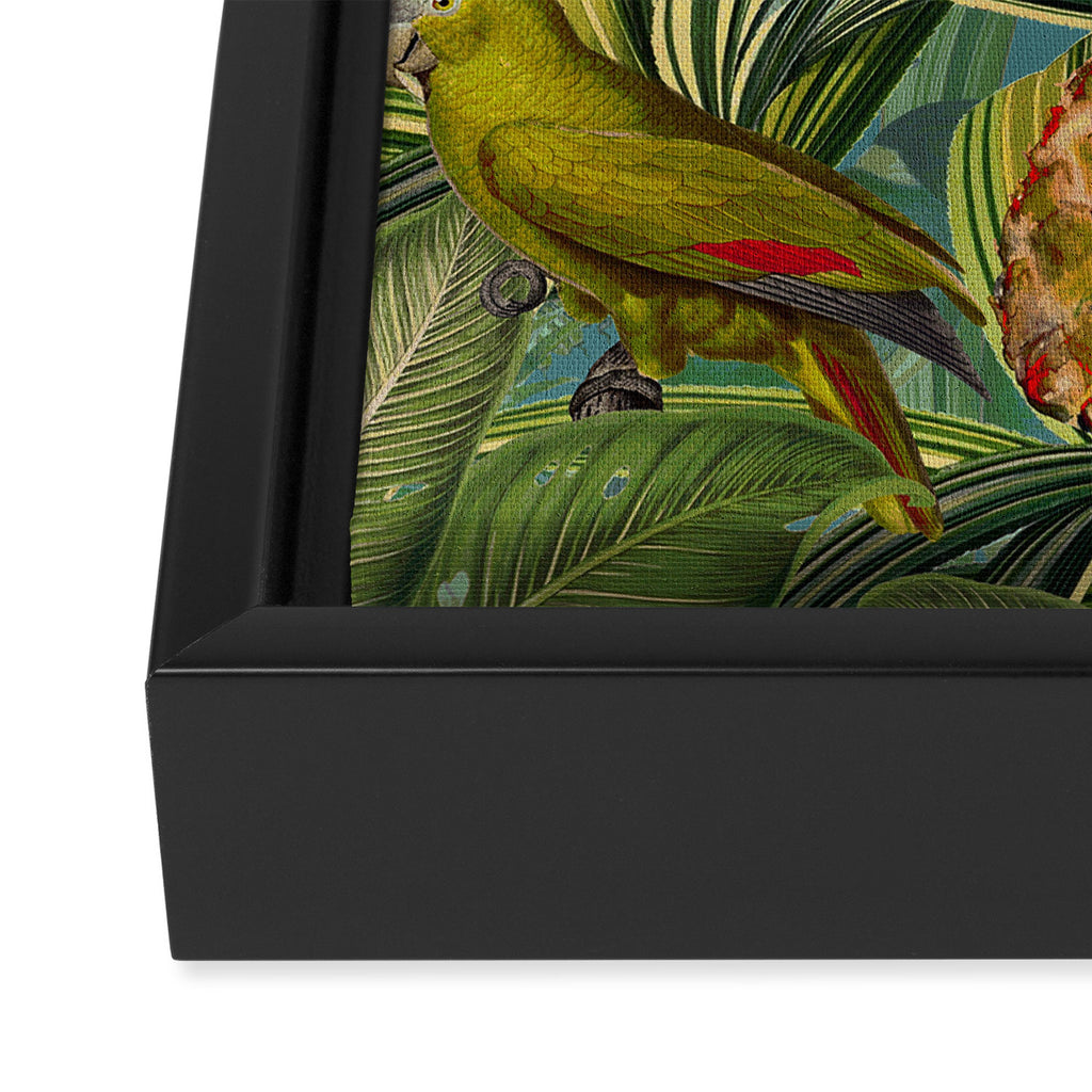 Vintage & Shabby Chic - Green Tropical Bird Flower Garden Framed Canvas Print Gallery Image 3