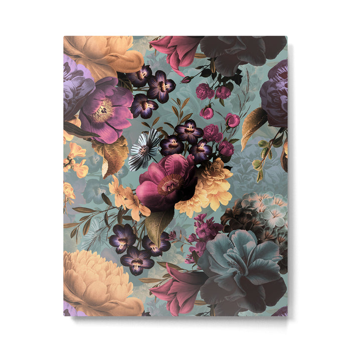 Vintage & Shabby Chic - Grey Botanical Lush Flowers Evening Garden Metal Print Gallery Image 1
