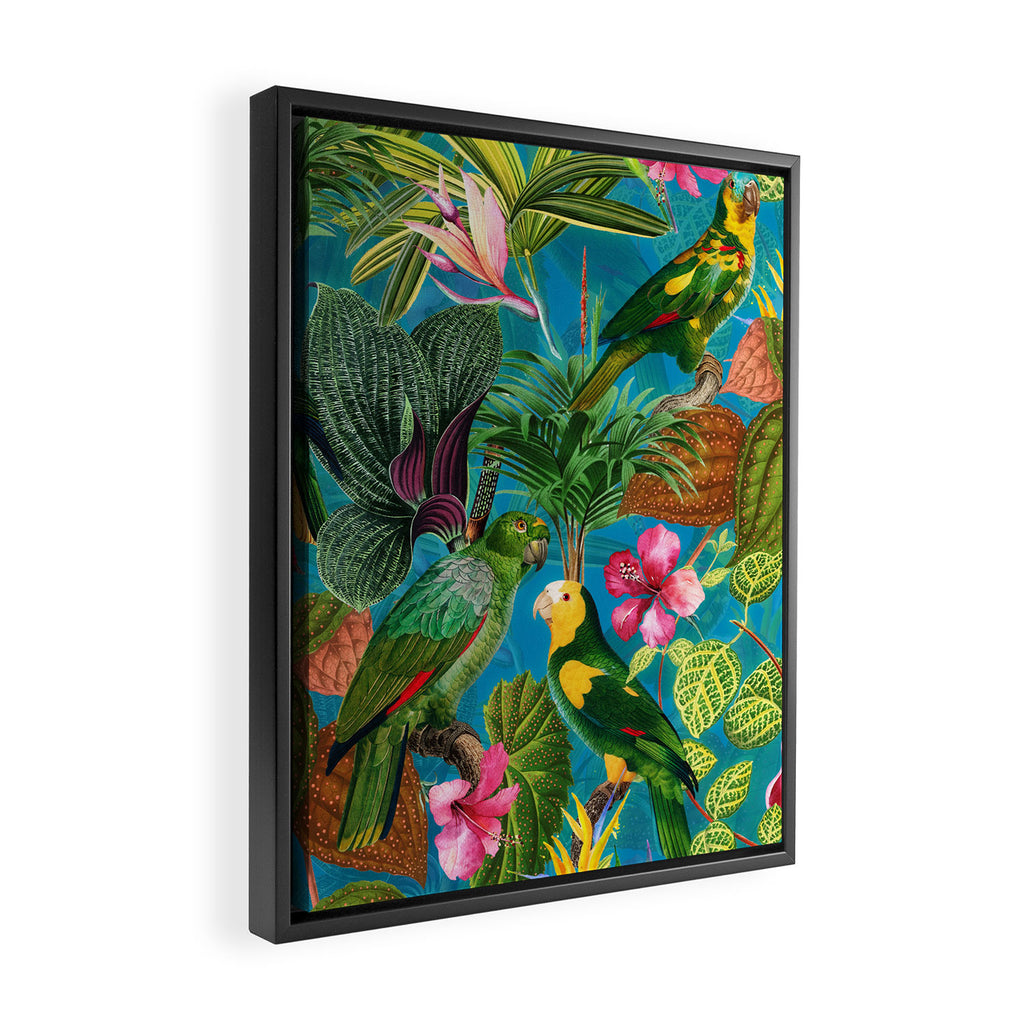 Vintage & Shabby Chic - Hot Exotic Tropical Birds Jungle Framed Canvas Print Gallery Image 2
