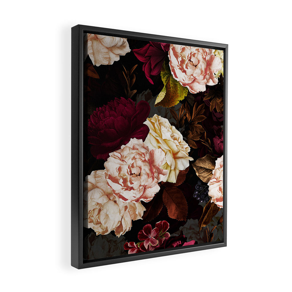 Vintage & Shabby Chic - Midnight Rose and Peony Garden Framed Canvas Print Gallery Image 2