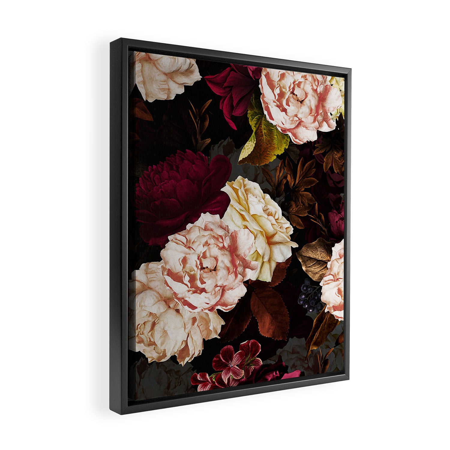 Vintage & Shabby Chic - Midnight Rose and Peony Garden Framed Canvas Print Gallery Image 2
