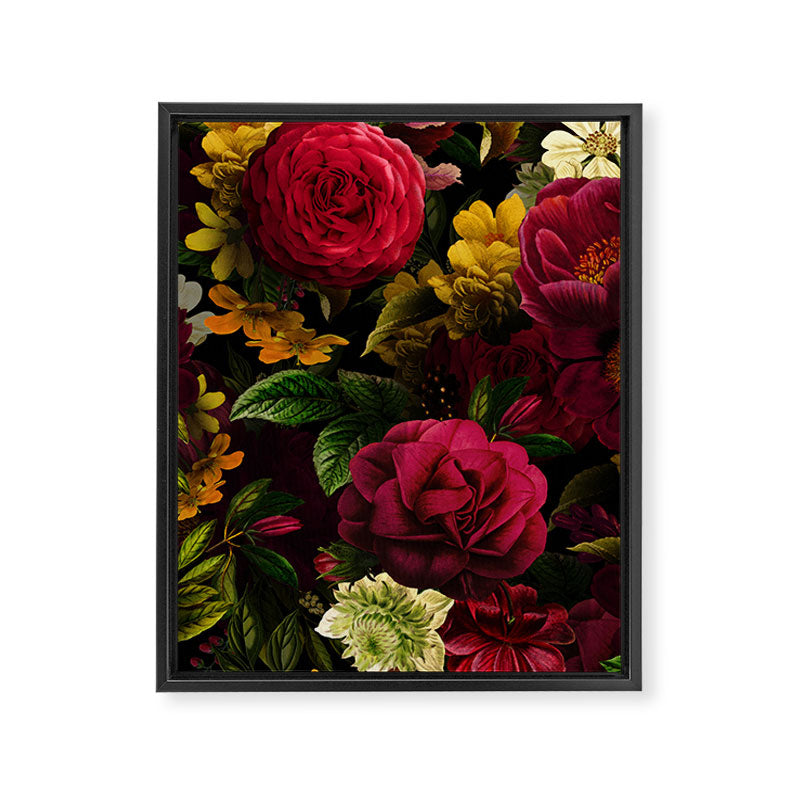 Vintage & Shabby Chic - Mystical Night Roses Bouquet Framed Canvas Print Gallery Image 8