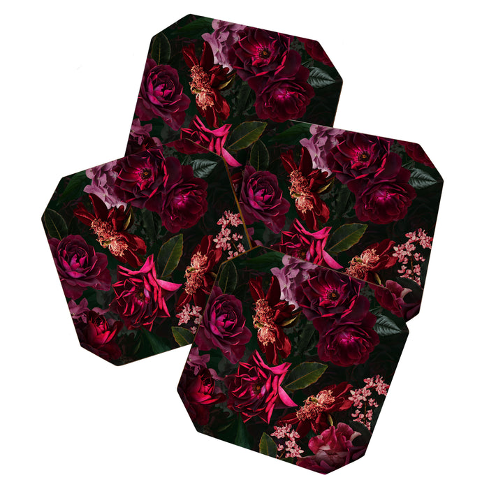 Vintage & Shabby Chic - Night Botanical Flower Roses Garden Coaster Gallery Image 1