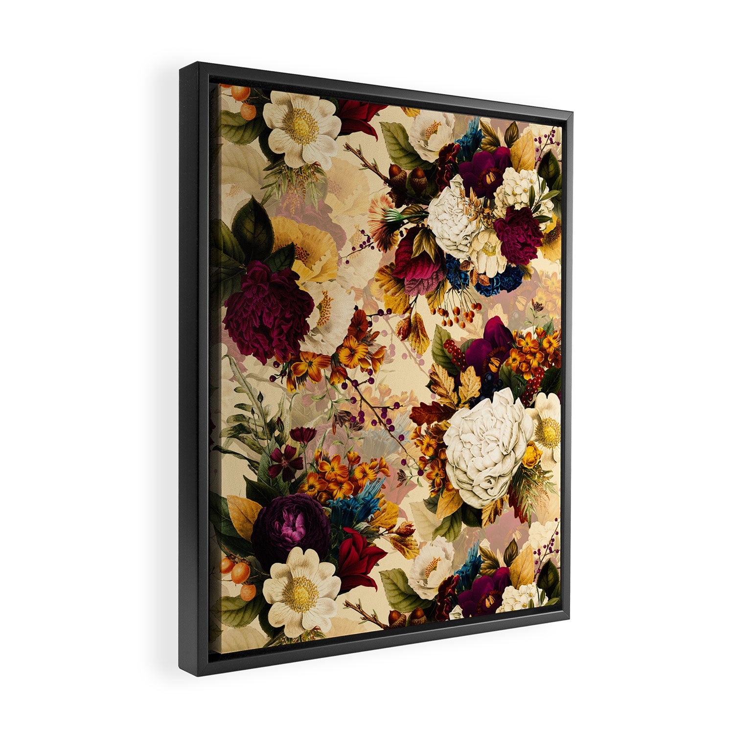 Vintage & Shabby Chic -  Nostalgic Winter Florals Pattern Framed Canvas Print Gallery Image 2