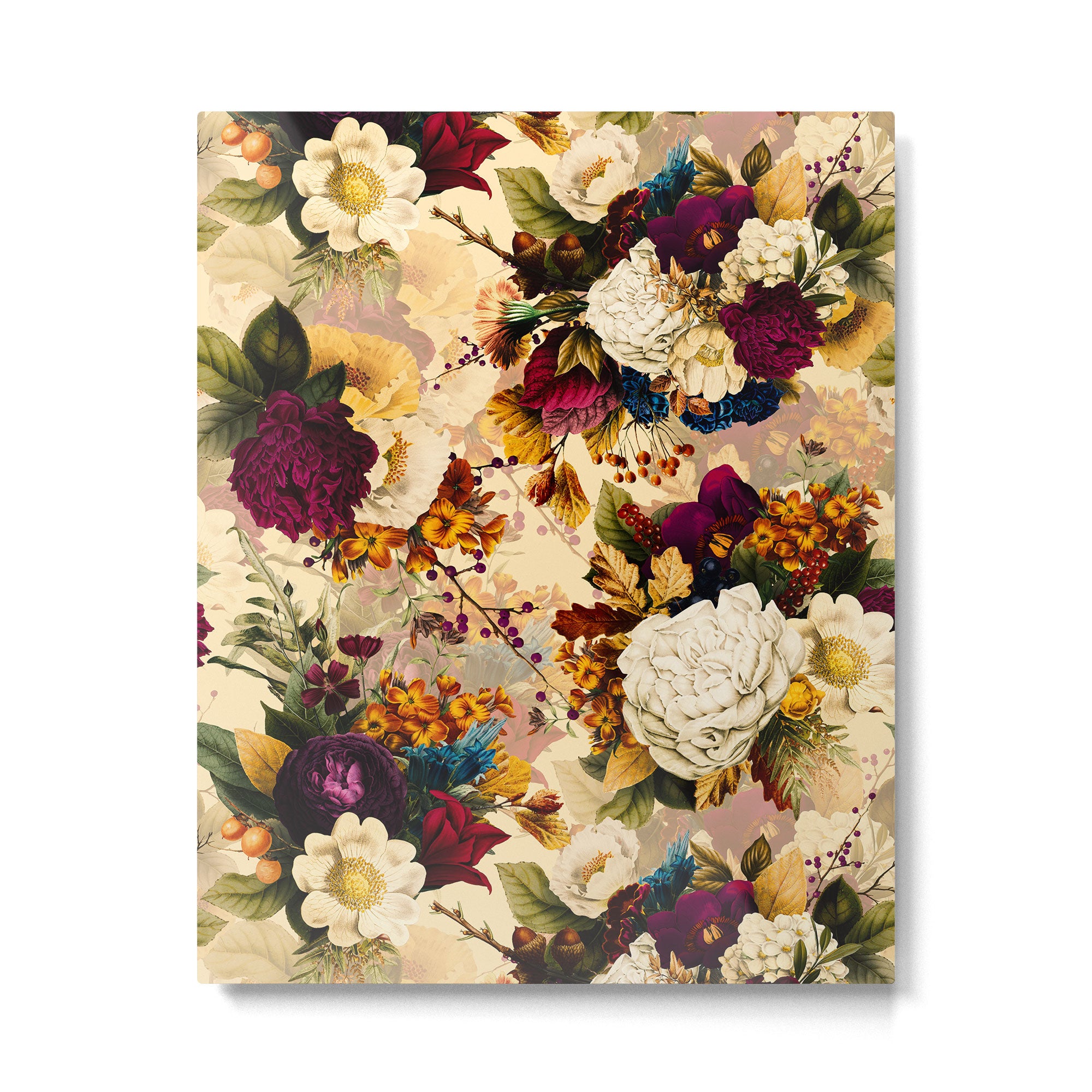 Vintage & Shabby Chic -  Nostalgic Winter Florals Pattern Metal Print Gallery Image 6