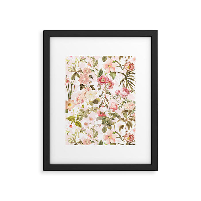 Vintage & Shabby Chic - Pink Sepia Summer Flowers Framed Art Print Gallery Image 1