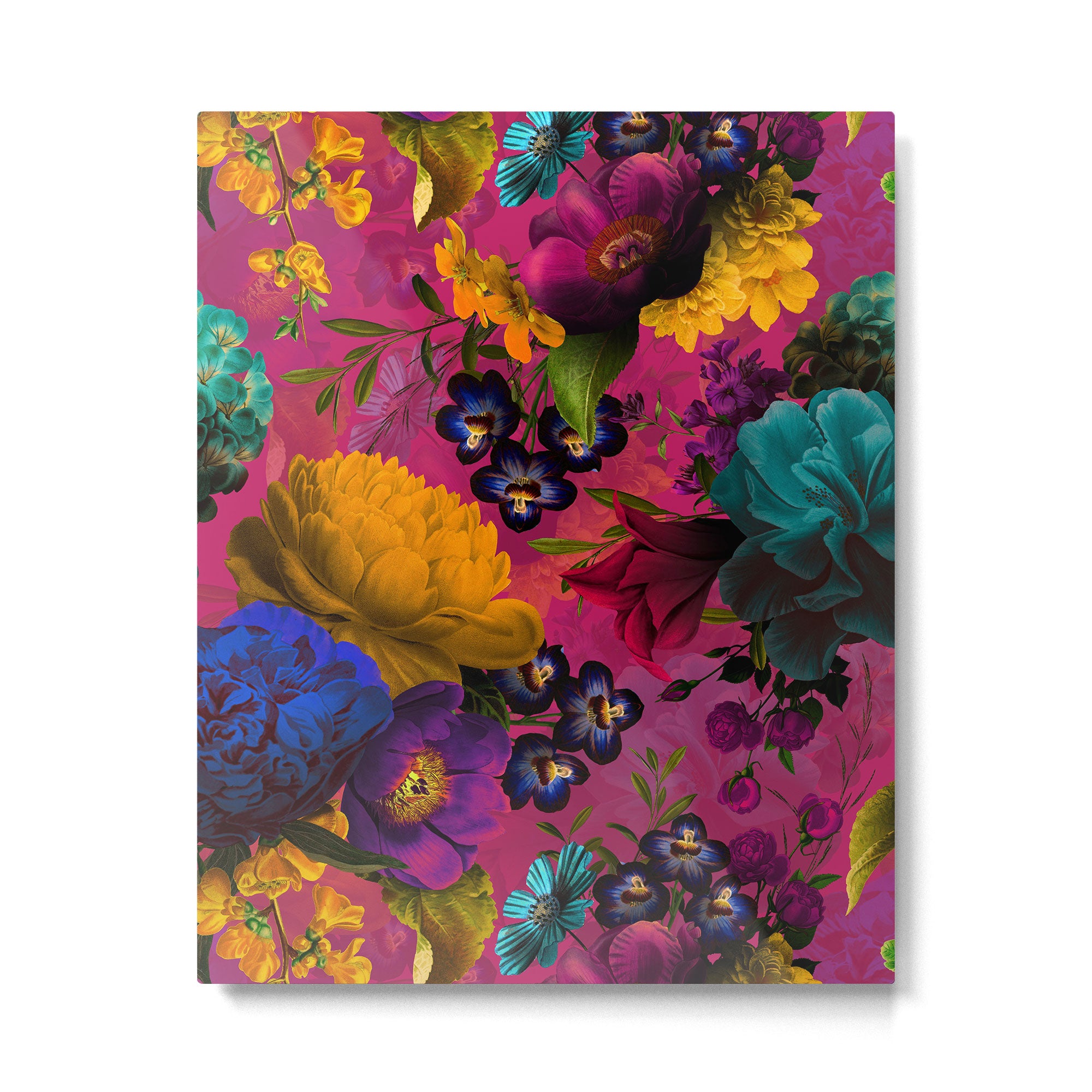 Vintage & Shabby Chic - Purple Botanical Lush Flowers Midnight Garden Metal Print Gallery Image 6