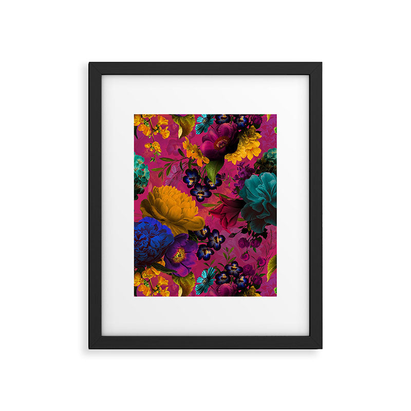 Vintage & Shabby Chic - Purple Botanical Lush Flowers Midnight Garden Framed Art Print Gallery Image 6