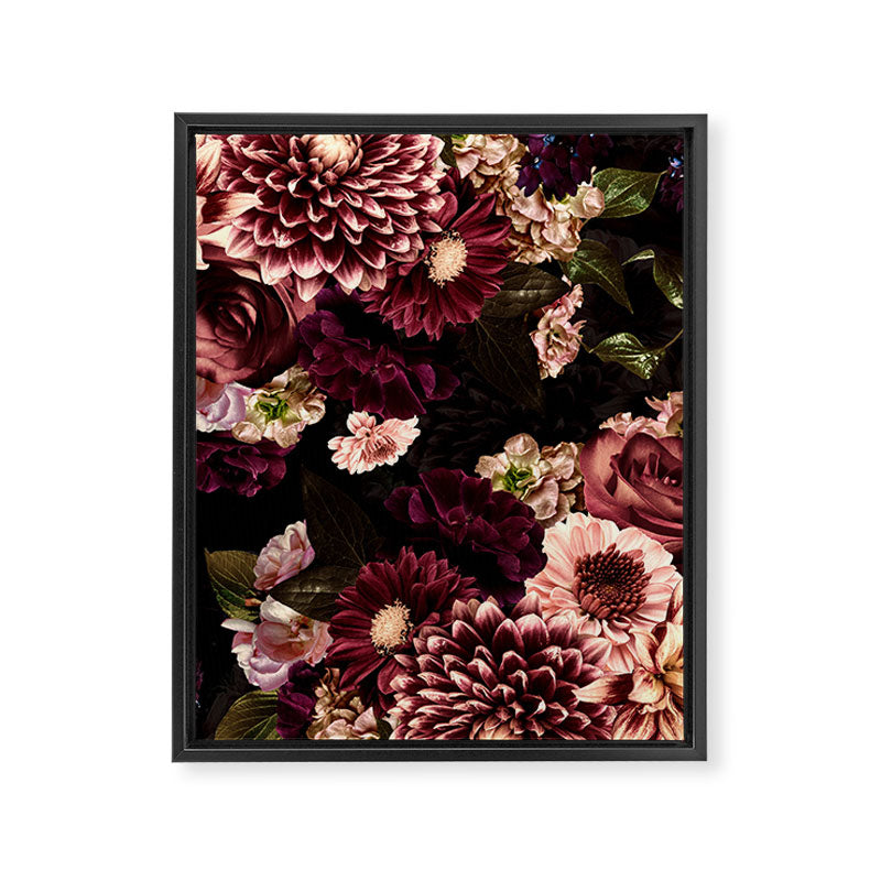 Vintage & Shabby Chic- Real Chrysanthemums Lush Midnight Flowers Botanical Garden Framed Canvas Print Gallery Image 8