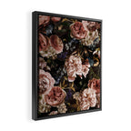Vintage & Shabby Chic- Real Roses And Peonies Lush Midnight Flowers Botanical Garden Framed Canvas Print Gallery Image 2
