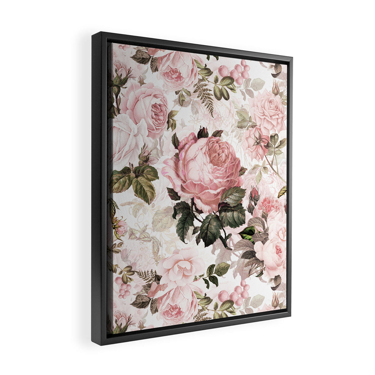 Vintage & Shabby Chic - Sepia Pink Roses  Framed Canvas Print Gallery Image 2