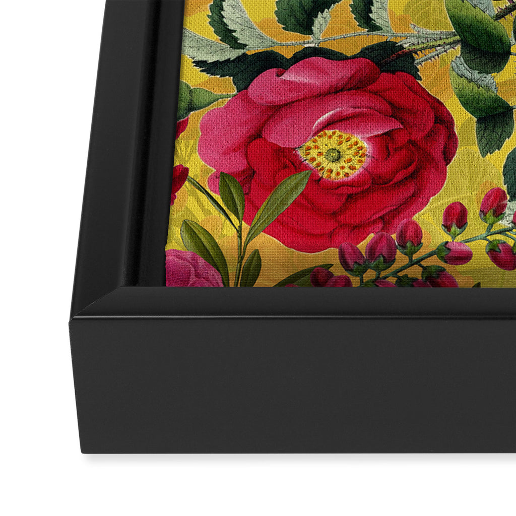 Vintage & Shabby Chic - Summer Tropical Roses Flower Garden Framed Canvas Print Gallery Image 3