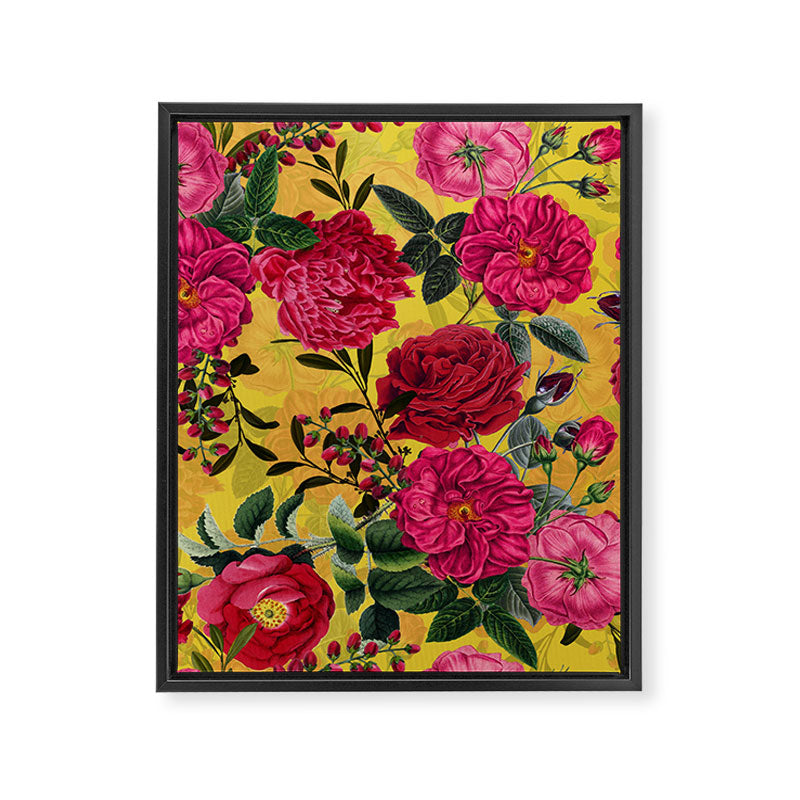 Vintage & Shabby Chic - Summer Tropical Roses Flower Garden Framed Canvas Print Gallery Image 8