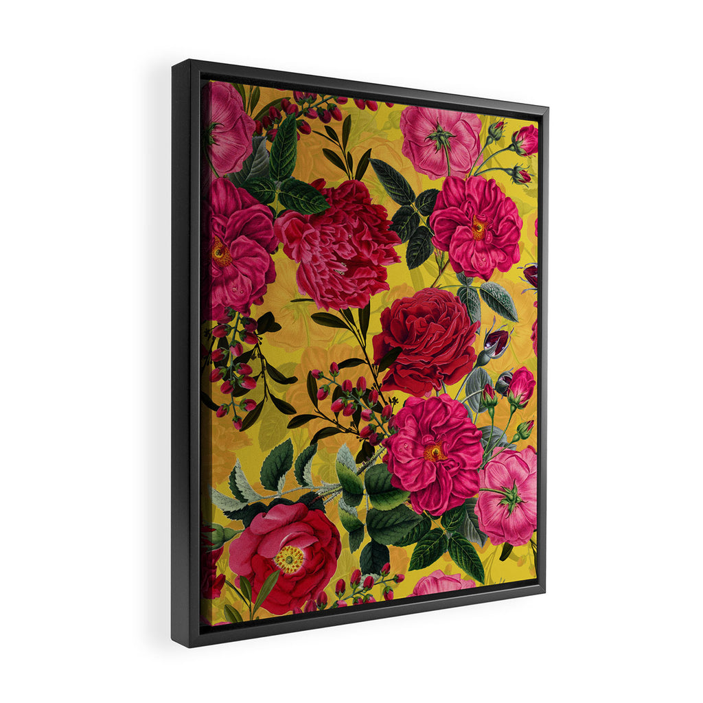Vintage & Shabby Chic - Summer Tropical Roses Flower Garden Framed Canvas Print Gallery Image 2