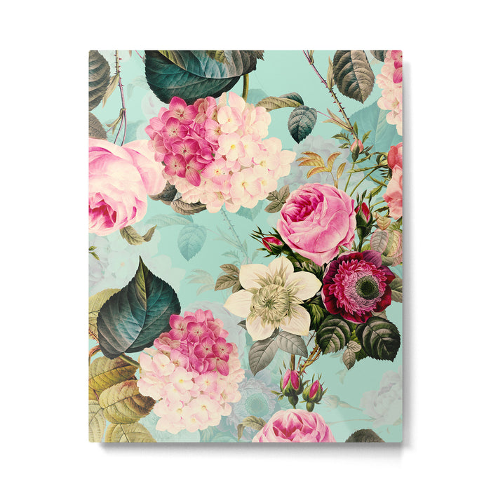 Vintage & Shabby Chic - Summer Teal Roses Flower Garden Metal Print Gallery Image 1