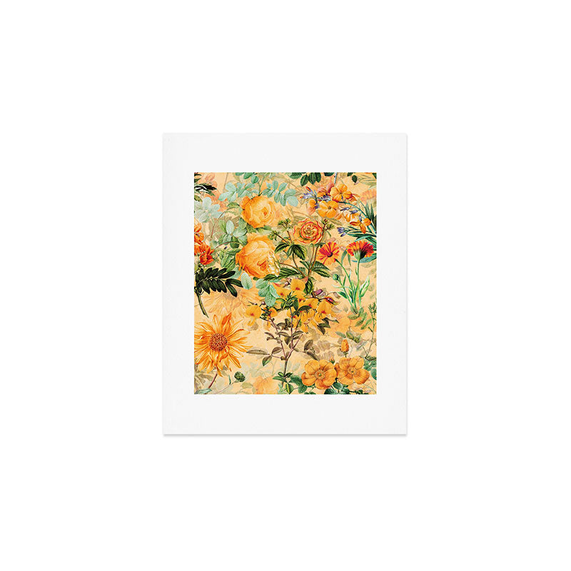 Vintage & Shabby Chic -  Sunny Gold Botanical Flowers Summer Day Art Print Gallery Image 1