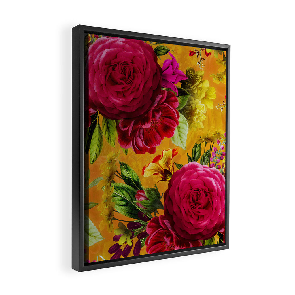 Vintage & Shabby Chic - Sunny Magenta Spring Roses Botanical Flower Garden Framed Canvas Print Gallery Image 2
