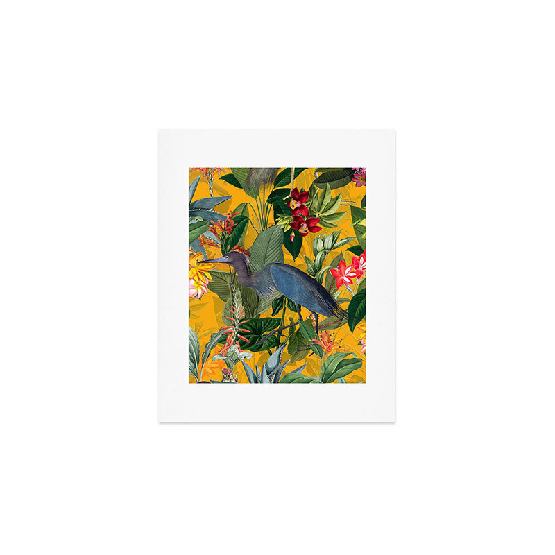 Vintage & Shabby Chic - Sunny Tropical Garden Blue Heron Art Print Gallery Image 1