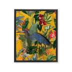 Vintage & Shabby Chic - Sunny Tropical Garden Blue Heron Framed Canvas Print Gallery Image 8